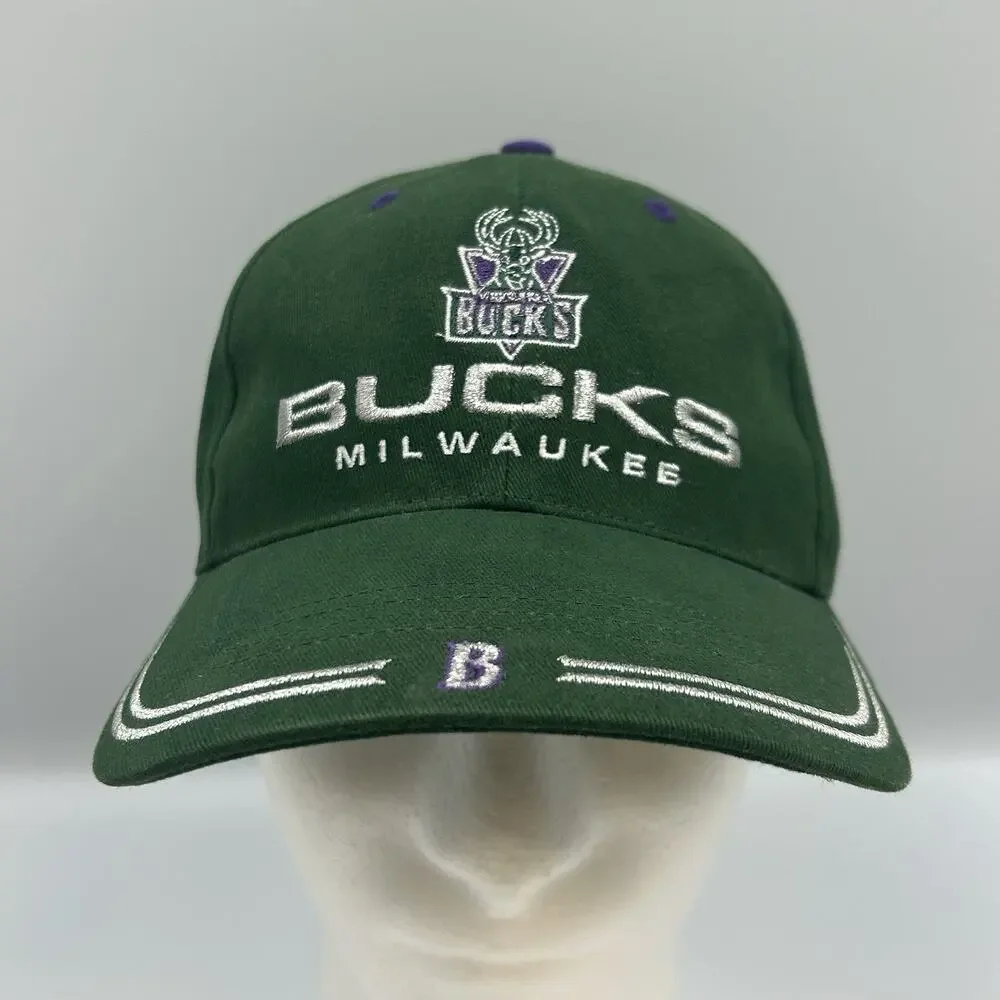 Vintage Milwaukee Bucks NBA Twins Baseball Hat Snapback Cap 1990 Basketball VTG